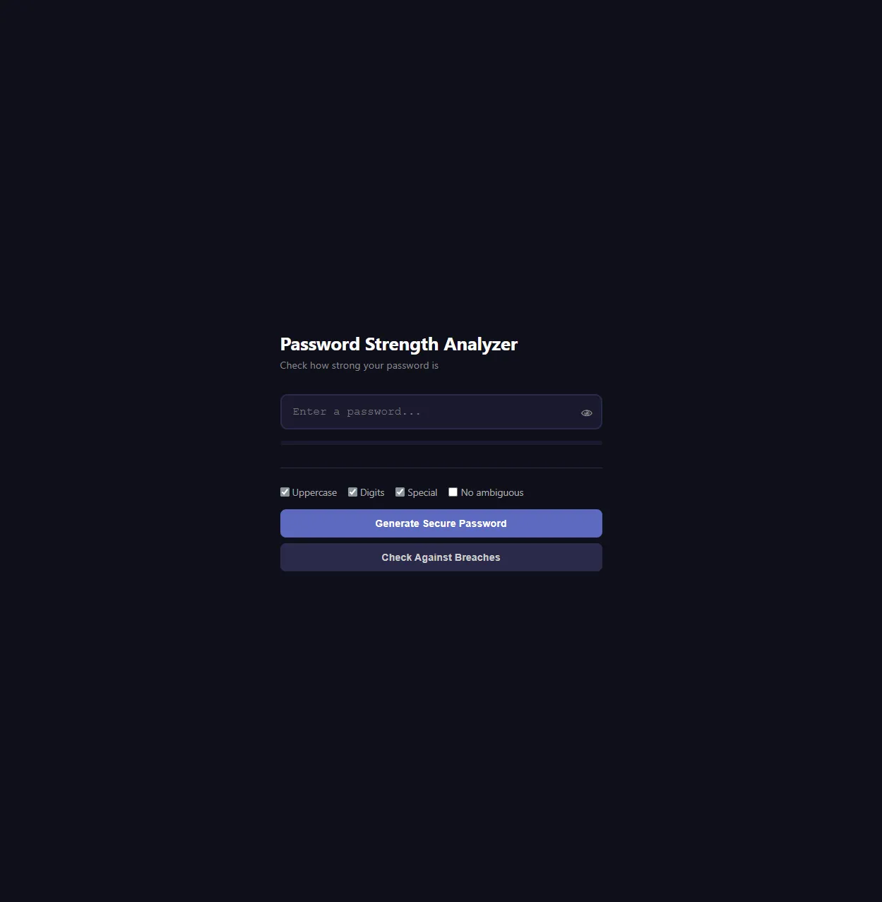 Screenshot of Password Strength API